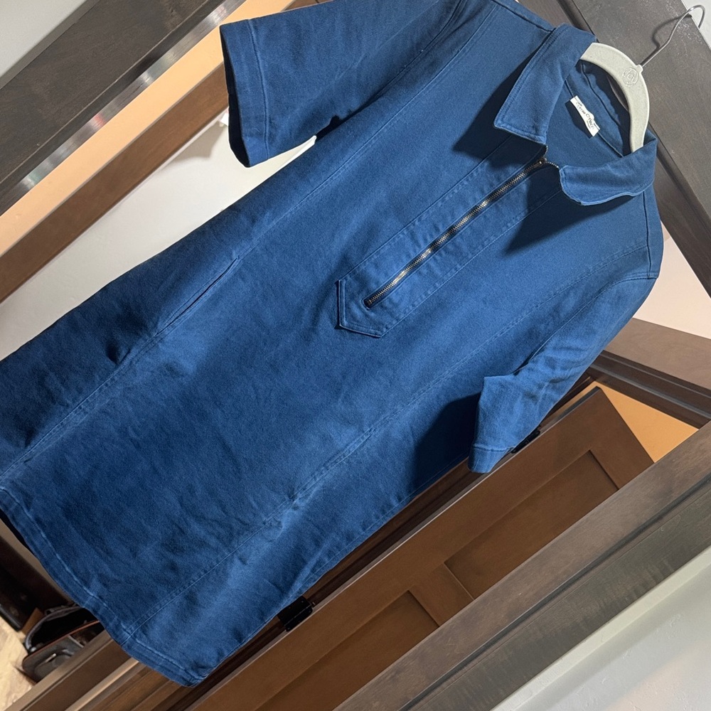 Blue Denim Zip-Up Dress